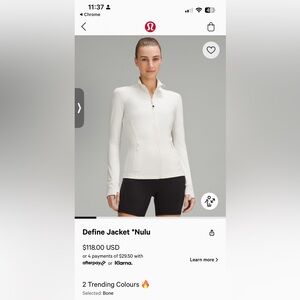 Lululemon define jacket in BONE